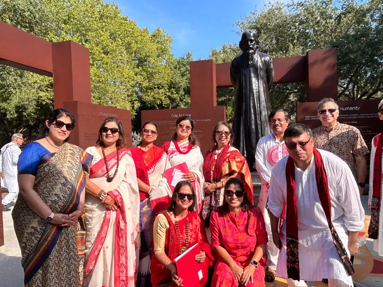 Gathering around the tagore statue â An Inspiring Conversation with Dr. Rabindra Chakraborty